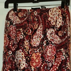 New York & Company Women's A-Line Red Paisley Silk Skirt Size Medium